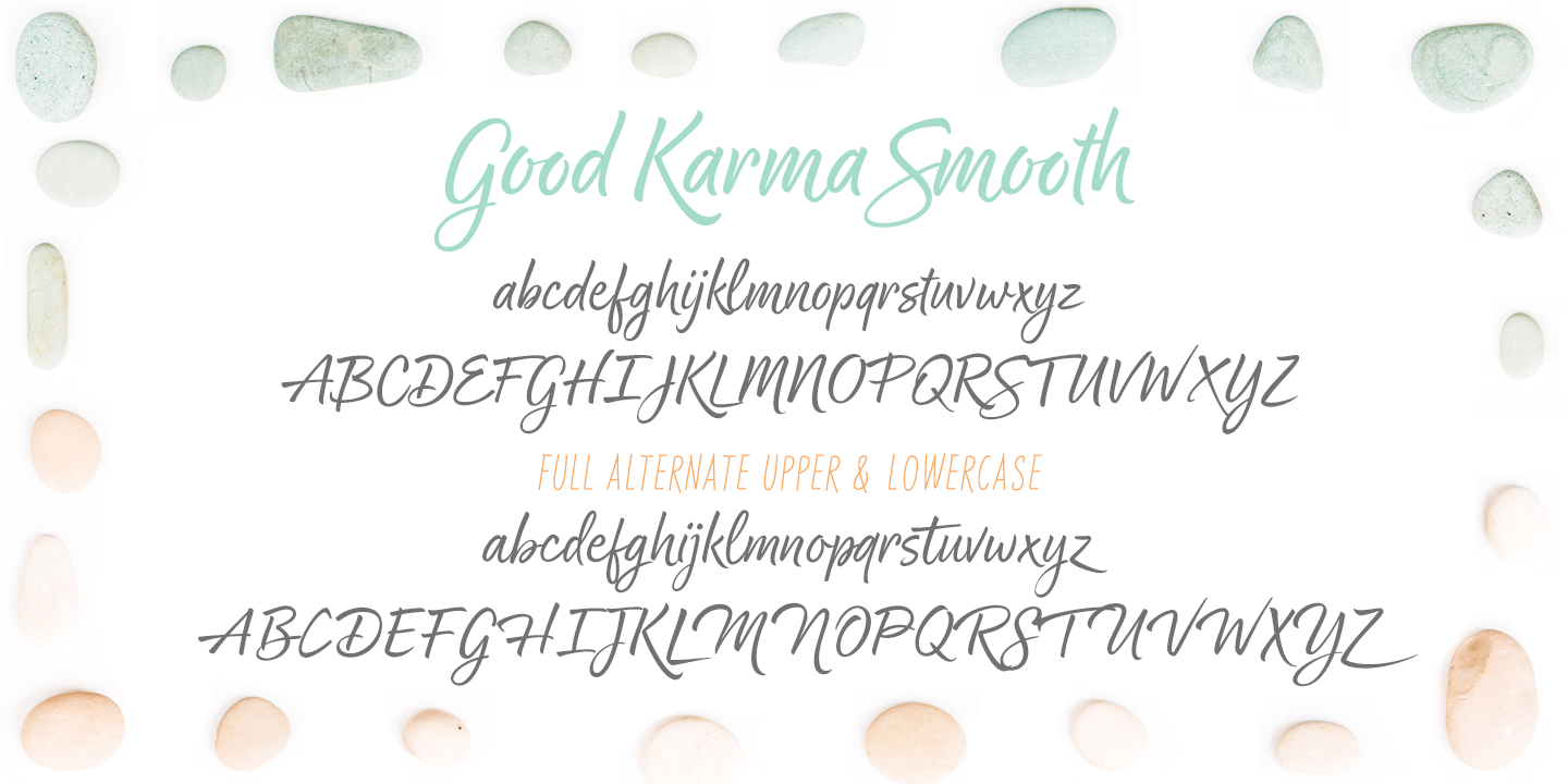 Beispiel einer Good Karma Smooth Wide Upright-Schriftart